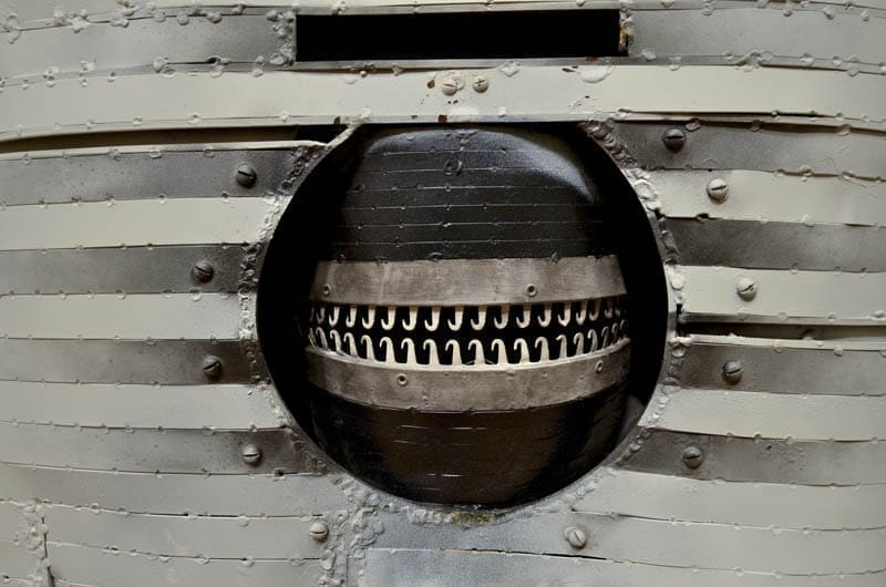 Untitled, Lee Bontecou, (Providence, Rhode Island, 1931 - ), 1966, Painted iron, fiberglass and fabric, 41 in. x 29 in. x 8 in. (104.14 cm x 73.66 cm x 20.32 cm), Gift of Leo Castelli, Castelli Galleries, 1974.122