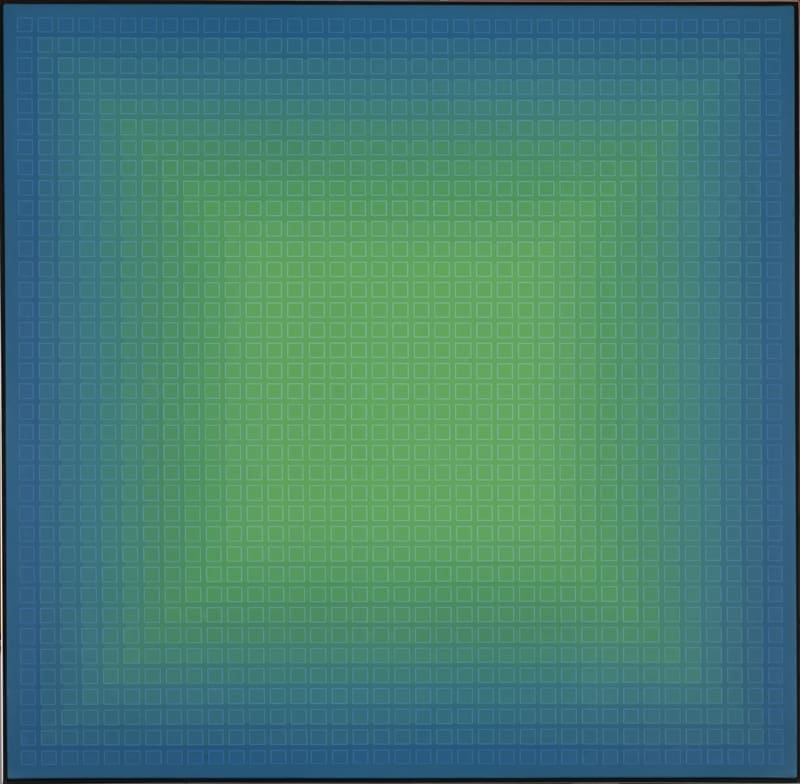 Julian Stanczak. It’s Not Easy Being Green, 1980-2000. Acrylic on canvas. Rory and Dedee O'Neil Acquisition Fund 2013.1
