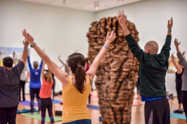 Yoga in the galleries at the Akron Art Museum