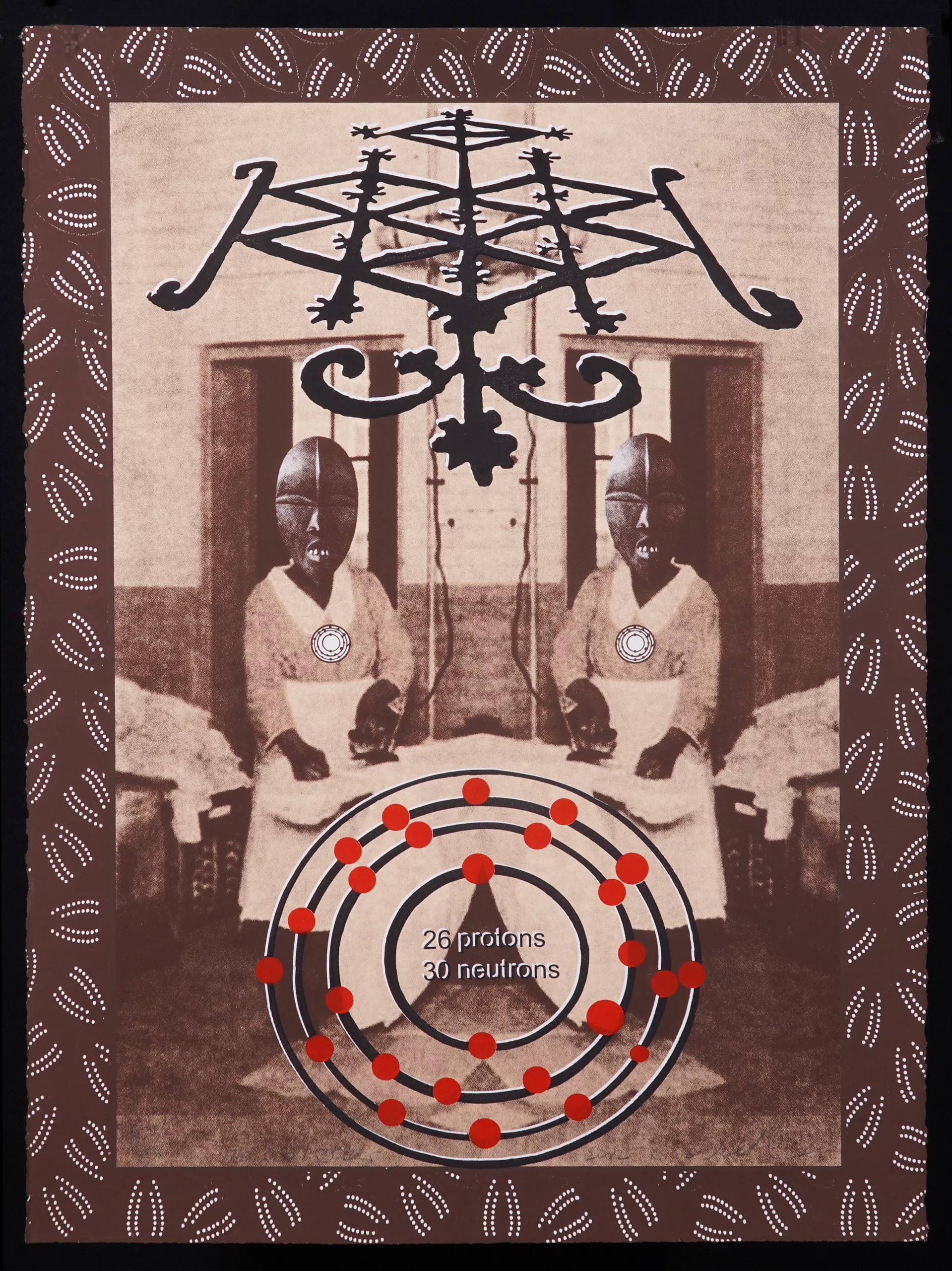 Willie Cole. The Ogun Sisters, 2012. Serigraph/Solar plate on paper. Collection of Wesley and Missy Cochran. 236ColW.1 © Willie Cole 2021