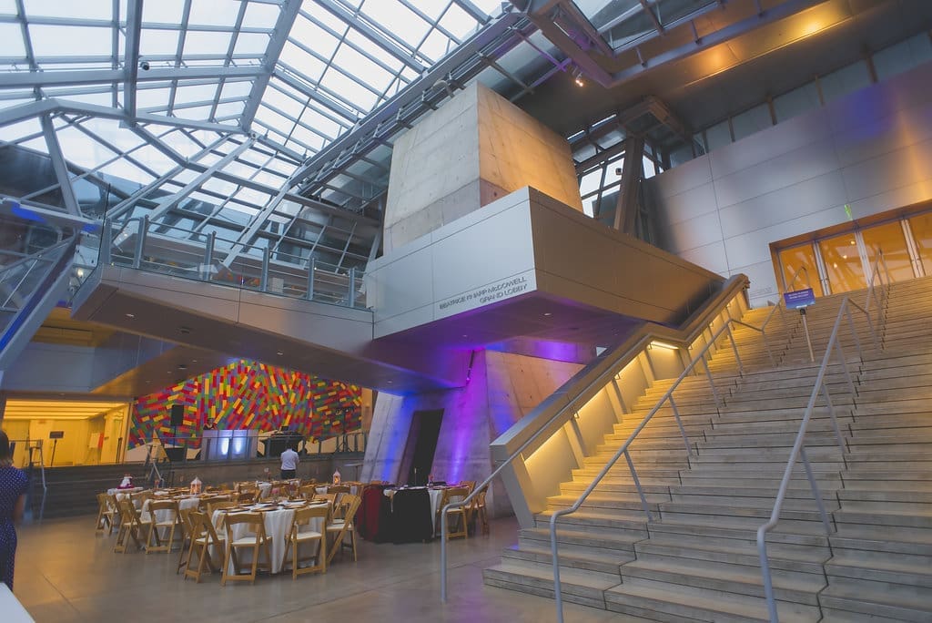 Akron Art Museum interior set up for a wedding.