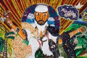 Myrlande Constant. Sosyete Radha, 2024. Beads, sequins, and tassels on fabric. Courtesy of the artist and Fort Gansevoort Gallery, New York