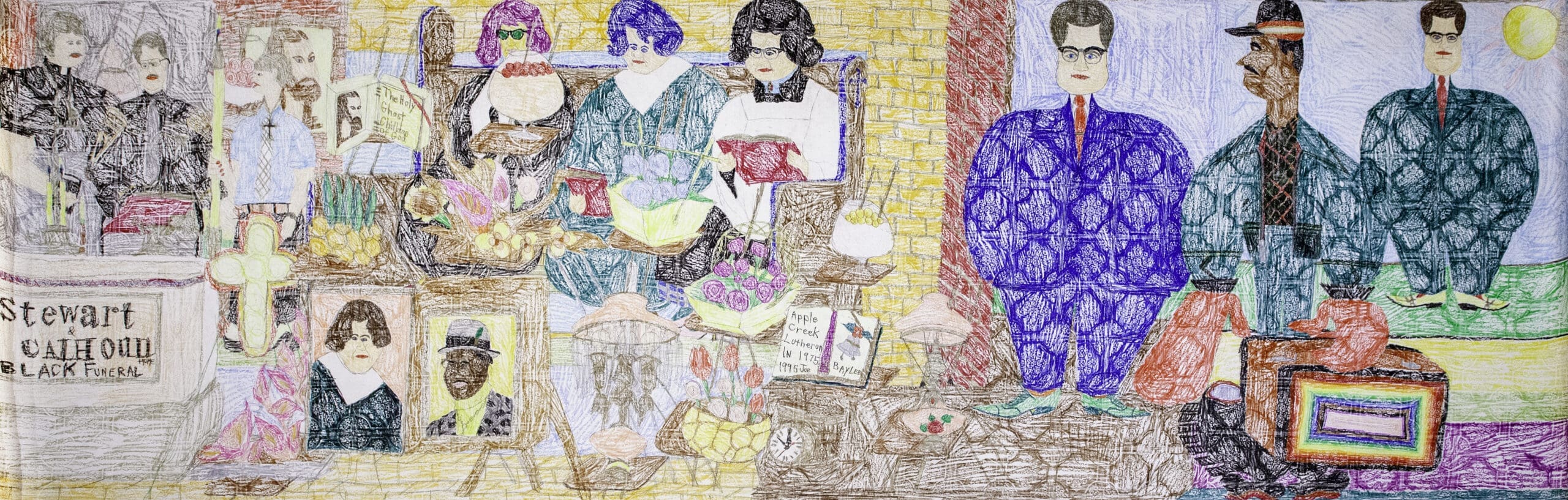 Alfred McMoore Untitled [Linoleum Imprint] Undated 5 ft x 15 ft 8 in Graphite and colored pencil on paper On loan from the Auerbach family