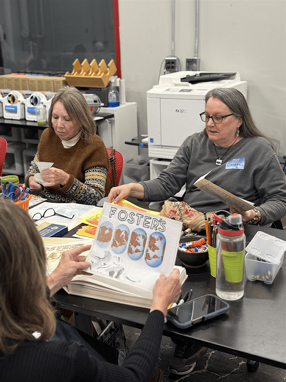 Senior adults making papier mache.
